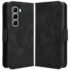 For Infinix Hot 50 Pro+ 4G X6880 Leather Case Phone Wallet Cover with Multiple Card Slots - Black
