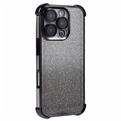 For iPhone 16 Pro Max Case Glitter TPU Phone Cover Reinforced Corners - Black