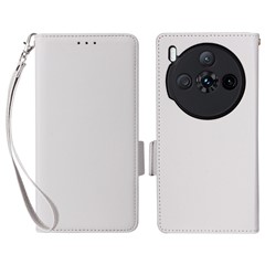 For ZTE nubia Z60S Pro 5G Case with Wrist Strap Litchi Texture PU Leather Wallet Phone Cover - White