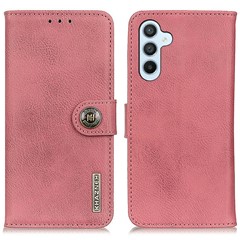 KHAZNEH For Samsung Galaxy A36 5G Wallet Case Cowhide Texture Leather Flip Phone Cover - Pink