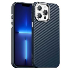 For iPhone 13 Pro Case Cell Phone Hybrid Back Cover Carbon Fiber Texture - Blue