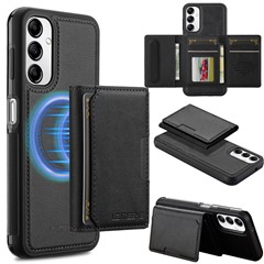 LC.IMEEKE L5 For Samsung Galaxy A34 5G Magnetic Phone Case Leather Back Cover with Detachable Card Holder - Black