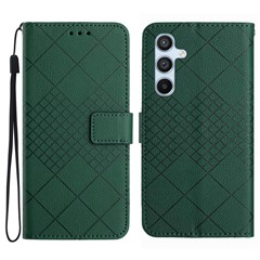 For Samsung Galaxy A26 5G Wallet Phone Case Imprint PU Leather Flip Folio Cover - Green