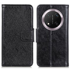 For Honor Magic7 Lite 5G / X9c 5G / X60 Pro 5G Case Nappa Texture Split Leather Wallet Phone Cover - Black