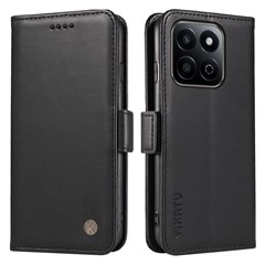 YIKATU YK-003 For Honor Play 60 Plus 5G / Play 9T / X7c 4G / 200 Smart 5G Case Wallet Stand Leather Phone Cover - Black