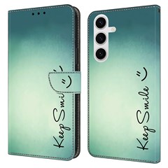 For Samsung Galaxy S25 Case PU Leather Wallet Phone Cover with Stand - Keep Smile