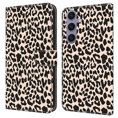 For Samsung Galaxy S25+ Case Pattern Printed Protective Cover TPU+PU Leather Flip Phone Case - Leopard Print