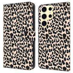 For Samsung Galaxy S25 Ultra Case Pattern Printed Protective Cover TPU+PU Leather Flip Phone Case - Leopard Print