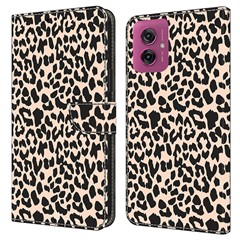 For Motorola Moto G55 5G Case Pattern Printed Protective Cover TPU+PU Leather Flip Phone Case - Leopard Print