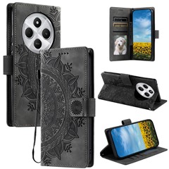 Style 018 Phone Case For Xiaomi Redmi 14C 4G / 14R 5G / Poco C75 4G Imprinted Totem Skin Feel Wallet Leather Cover - Grey