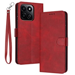 For Honor X7c 5G / X7c 4G / 200 Smart 5G / Play 60 Plus 5G / Play 9T Case Flip Stand PU Leather Wallet Phone Cover Calf Texture - Red