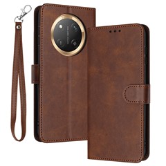 For Honor Magic7 Lite 5G / X9c 5G / X60 Pro 5G Case Flip Stand PU Leather Wallet Phone Cover Calf Texture - Brown