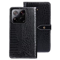 IDEWEI For Xiaomi 15 Case Crocodile Texture PU Leather Flip Phone Cover - Black