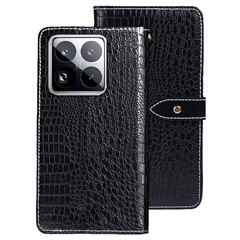 IDEWEI For Xiaomi 15 Pro Case Crocodile Texture PU Leather Flip Phone Cover - Black