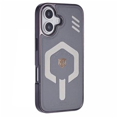 KIGC For iPhone 16 Case Compatible with MagSafe Leather+PC+TPU Phone Cover - Grey