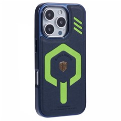 KIGC For iPhone 16 Pro Case Compatible with MagSafe Leather+PC+TPU Phone Cover - Blue