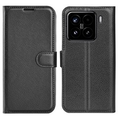 For Xiaomi 15 Case Litchi Texture Shockproof Leather Wallet Phone Cover - Black