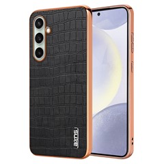 AZNS For Samsung Galaxy A36 5G Case Electroplating Crocodile Texture PU+TPU Phone Cover - Black
