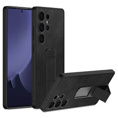 GKK For Samsung Galaxy S25 Ultra Skin-Feel Matte Phone Case Folding Kickstand - Black