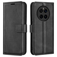 For Honor Magic7 5G Stand Case Anti-Scratch Calf Texture Leather Phone Cover - Black