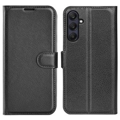 For Samsung Galaxy A26 5G Case Litchi Texture Shockproof Leather Wallet Phone Cover - Black