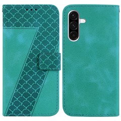 For Samsung Galaxy A17 5G / A17 4G / A26 5G Stand Case 7-Shaped Pattern Imprint Leather Phone Cover - Green