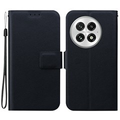 For OnePlus 13 Case Ultra-Thin PU Leather + TPU Phone Cover with Card Slot - Black