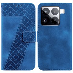 For Xiaomi 15 Pro Stand Case 7-Shaped Pattern Imprint Leather Phone Cover - Dark Blue