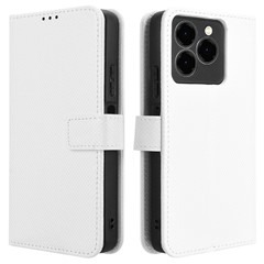For Meizu Note 21 / Ulefone Note 20 Pro Case PU Leather Diamond Texture Wallet Phone Cover - White