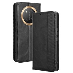 Leather Case for Honor X9c 5G / Magic7 Lite 5G / X60 Pro 5G Wallet Stand Retro Texture Phone Cover - Black
