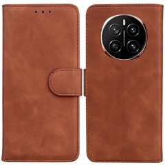 For Honor Magic7 5G Case Solid Color Leather Wallet Phone Cover - Brown