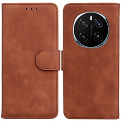 For Honor Magic7 Pro 5G Case Solid Color Leather Wallet Phone Cover - Brown