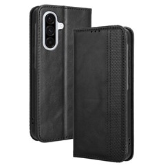 For Samsung Galaxy A36 5G Leather Case Wallet Stand Retro Texture Phone Cover - Black