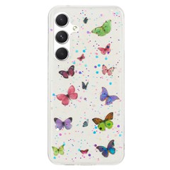 For Samsung Galaxy S25+ Case Anti Drop TPU Phone Back Cover Epoxy Glitter Butterfly - Pink