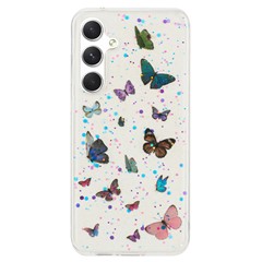 For Samsung Galaxy A55 5G Case Anti Drop TPU Phone Back Cover Epoxy Glitter Butterfly - Blue