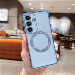 For Samsung Galaxy S24+ Magnetic Case Electroplating TPU Phone Cover - Blue