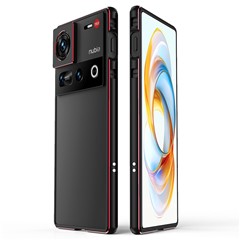 For ZTE nubia Z70 Ultra 5G Bumper Case Metal Frame Phone Cover with Camera Lens Guard - Black / Red