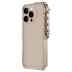 For iPhone 16 Pro Max Bumper Case Aluminum Alloy Metal Frame Phone Cover - Gold