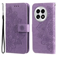 For OnePlus 13 Case Floral Pattern PU Leather Wallet Stand Phone Cover - Purple