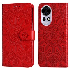 For Huawei nova 13 5G / nova 12 5G Case Sunflower Imprint Leather Wallet Phone Cover - Red