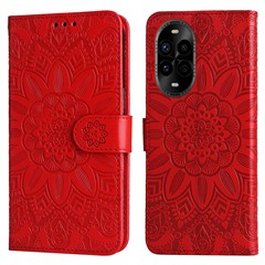 For Huawei nova 14 Pro 5G / nova 13 Pro 5G Case Sunflower Imprint Leather Wallet Phone Cover - Red