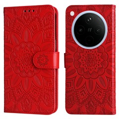 For Oppo Find X8 5G Case Sunflower Imprint Leather Wallet Phone Cover - Red