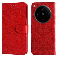 For Oppo Find X8 Pro 5G Case Sunflower Imprint Leather Wallet Phone Cover - Red