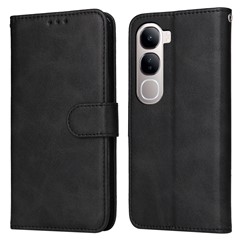 Wallet Case for vivo Y300 5G / Y200 5G / V40 Lite (Indonesia) 5G / 4G Leather Phone Cover - Black