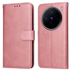 For vivo X200 5G Case Wallet PU Leather Folio Flip Phone Cover - Pink