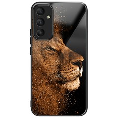 For Samsung Galaxy A56 5G Case Tempered Glass TPU Drop-Proof Pattern Printing Phone Cover - Lion With Profile