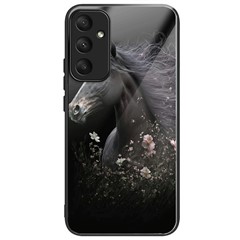 For Samsung Galaxy A36 5G Case Tempered Glass TPU Drop-Proof Phone Cover Pattern Printing - Horse and Flower