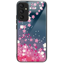 For Samsung Galaxy A56 5G Case Pattern Printing Tempered Glass TPU Drop-Proof Phone Cover - Pink Florals