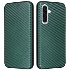 For Samsung Galaxy A26 5G Case Carbon Fiber Texture Drop-Proof PU Leather Phone Cover - Green