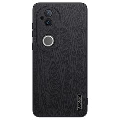 For vivo S20 5G Case Wood Texture PU Leather Coated PC TPU Phone Cover - Black